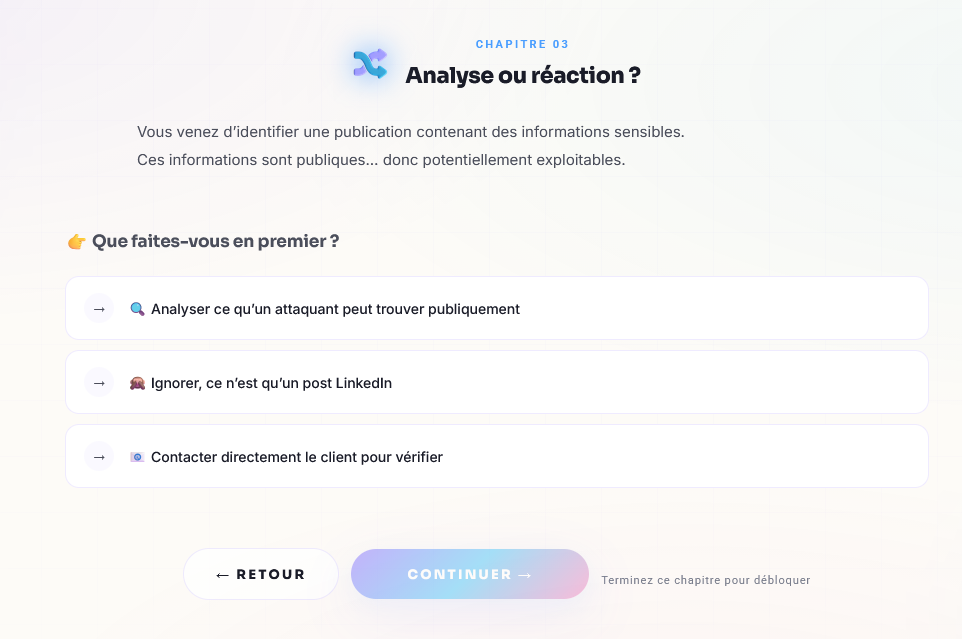 Capture ROOMCA, Analyser, ignorer ou vérifier ?