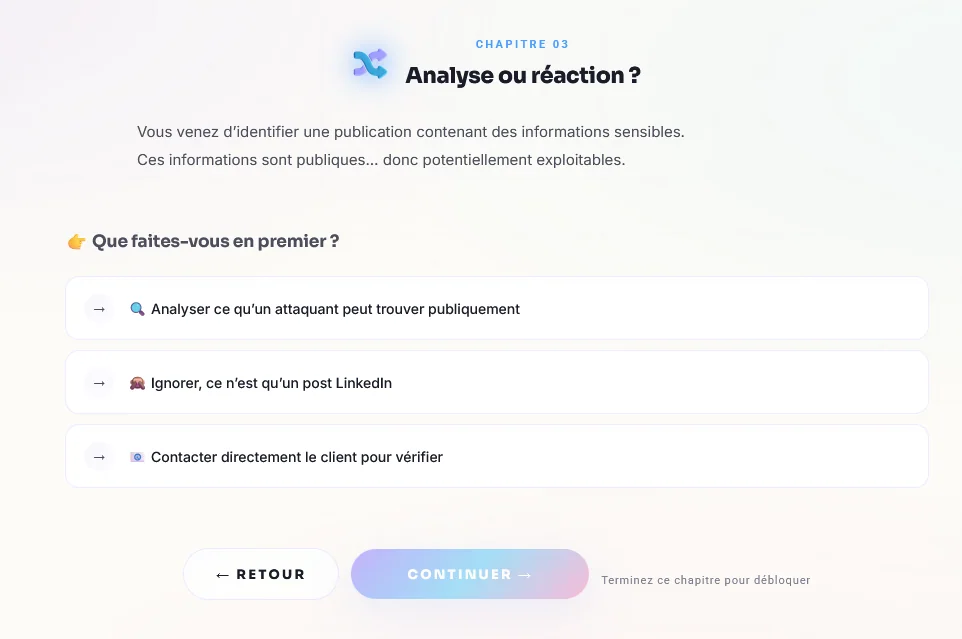 Capture ROOMCA, Analyser, ignorer ou vérifier ?