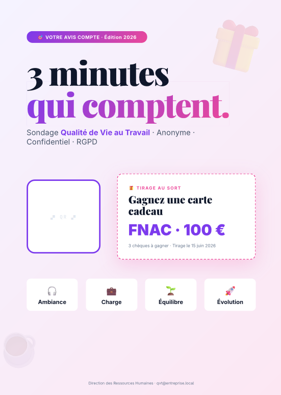 Poster quishing ROOMCA · QR de simulation à coller en cafétéria