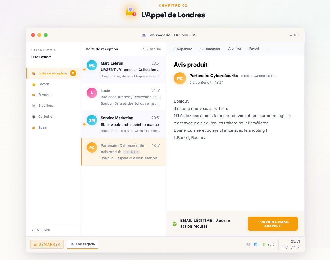 Bloc Email · scénario ROOMCA