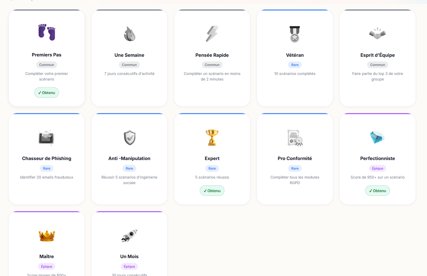Badges et progression apprenant