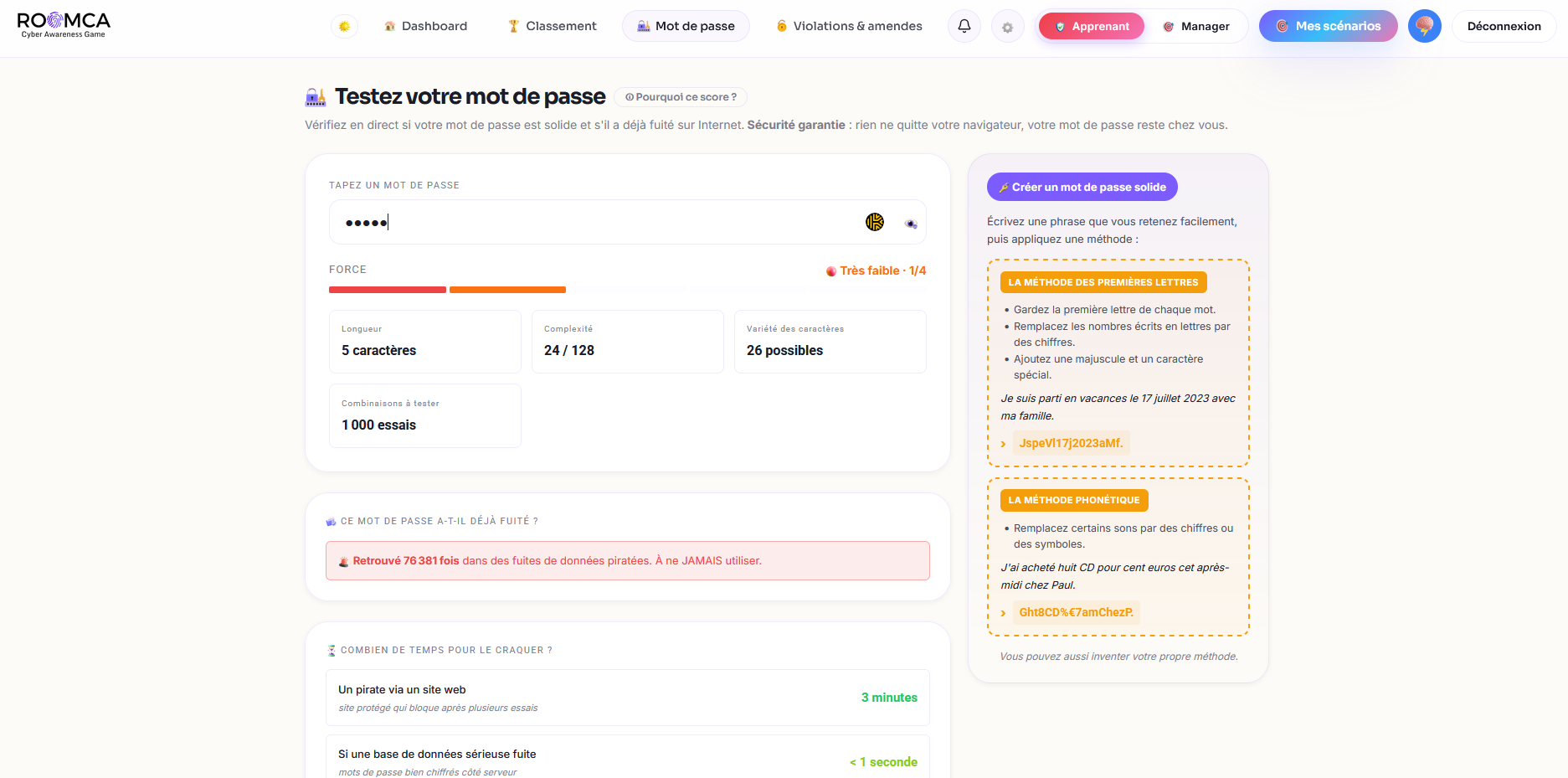 Lab mot de passe apprenant